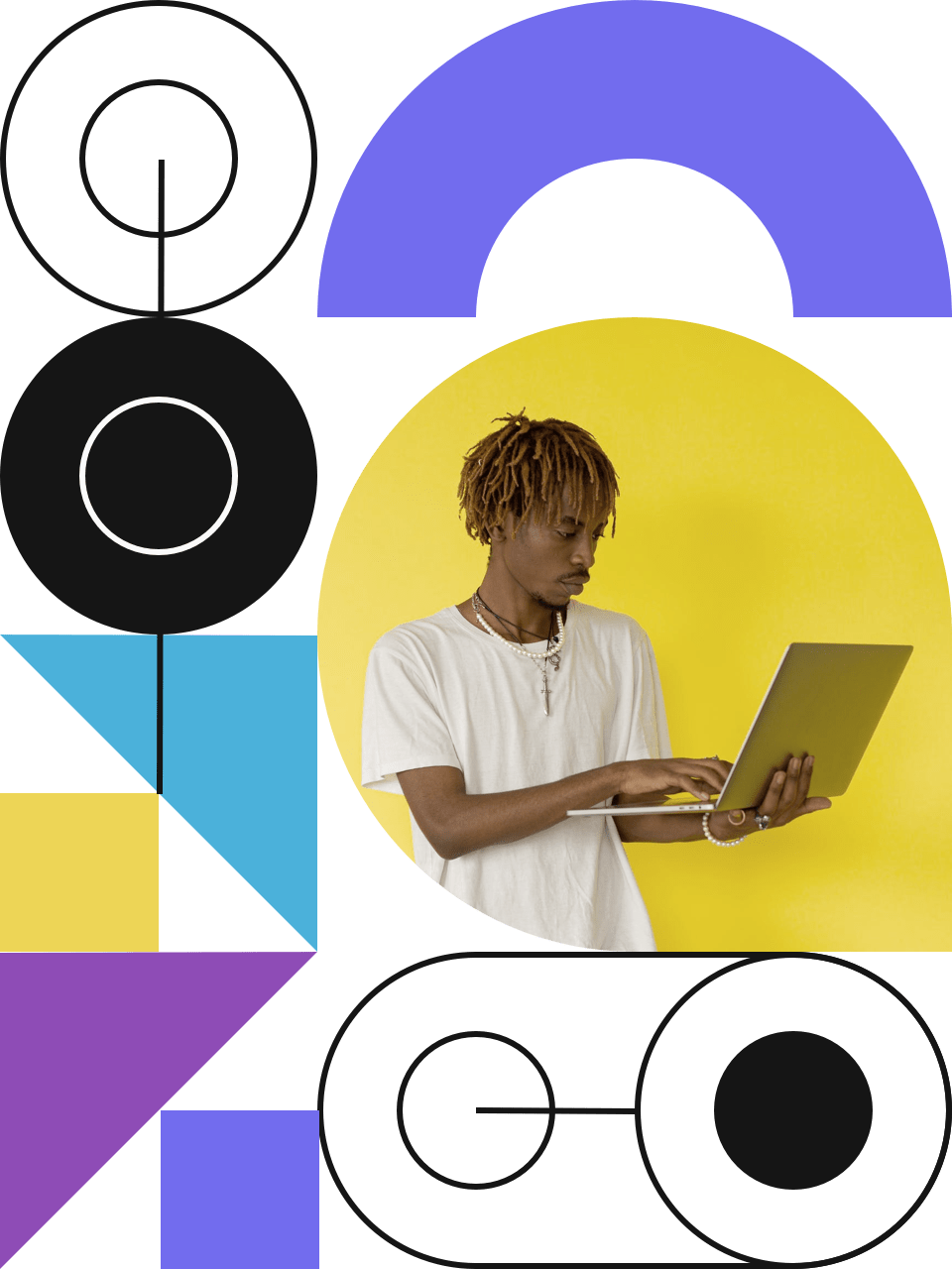 This man hold laptop