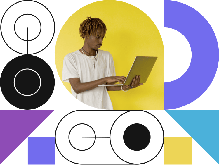 This man hold laptop